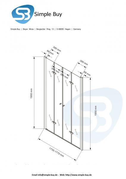 Glas Concept 24 175x195cm Vegas - Dusche - Nischendusche - Pendeltür - 8mm ESG 